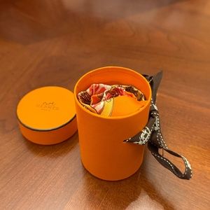 Orange Hermes Twilly Scarf